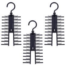 TOYMYTOY 3Pcs Lightweight Black Multi Hook Tie Hanger Organizer for Neckties