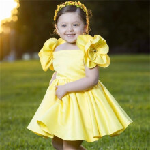 Abito da principessa giallo in cotone con fiori per bambina, 4-5 anni