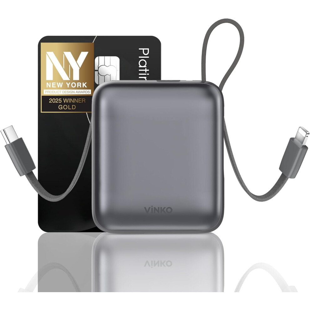 Portable Power Bank 10000Mah 22.5W With Built-In Cables 9132278235561