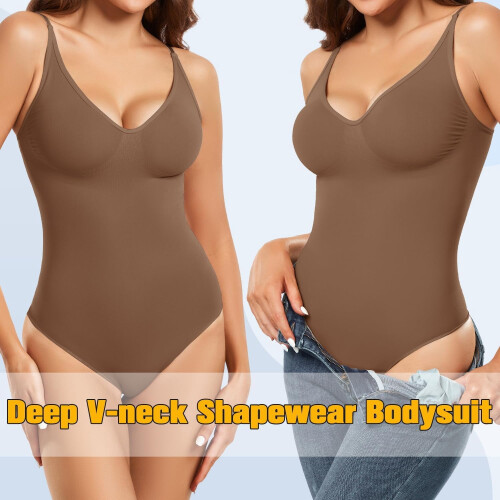Dam V-ringad shapewear-body med magkontroll 1