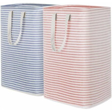 2-Pack 80L Collapsible Laundry Hamper, Waterproof Freestanding Basket with Carry Handles – Pink & Blue, Compatible with Home/Dorm Use