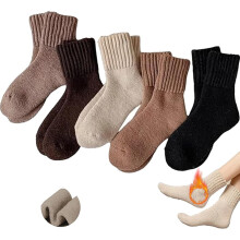 Damen-Socken, mittelhoch, einfarbig, aus Thermobaumwolle, 5 Paar