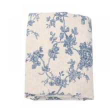 Blue Floral Linen Table Cloth 1.5m Wide x 1m Long for Dining Table Coffee Table and Home Decor Machine Washable Fabric