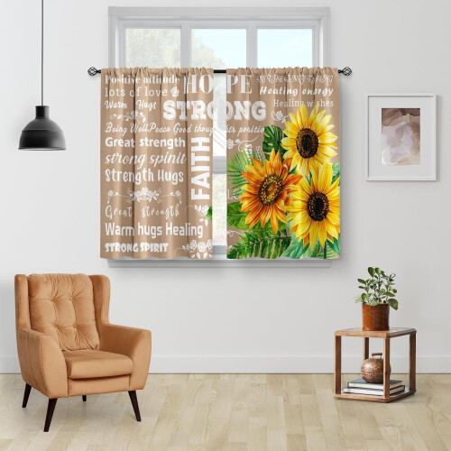 Cortinas de cozinha Boho Mushroom estilo retrô rústico, 2 painéis, 91 cm (36 polegadas) 1