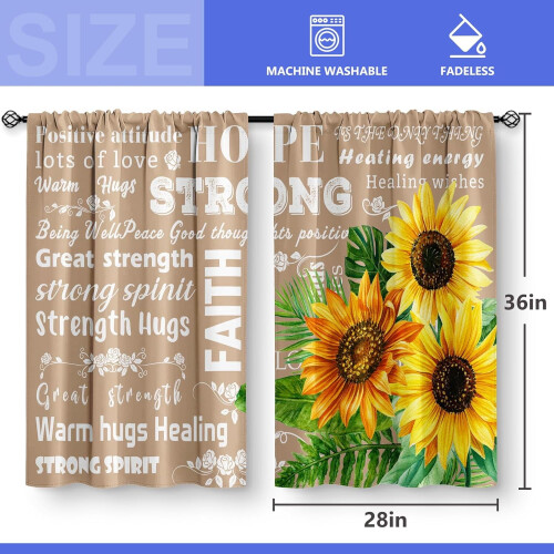 Cortinas de cozinha Boho Mushroom estilo retrô rústico, 2 painéis, 91 cm (36 polegadas) 2