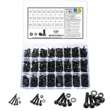 1350-Pcs Black Metric Bolt & Nut Set (M2-M5) with Washers + 4 Wrenches – Compatible with Standard Tools