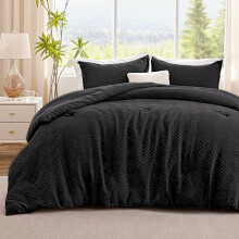 Waffle Comforter Set Black 3D Diamond 2-Piece