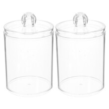 Lot de 4 pots de rangement transparents en acrylique pour cotons-tiges, distributeurs de boules de coton