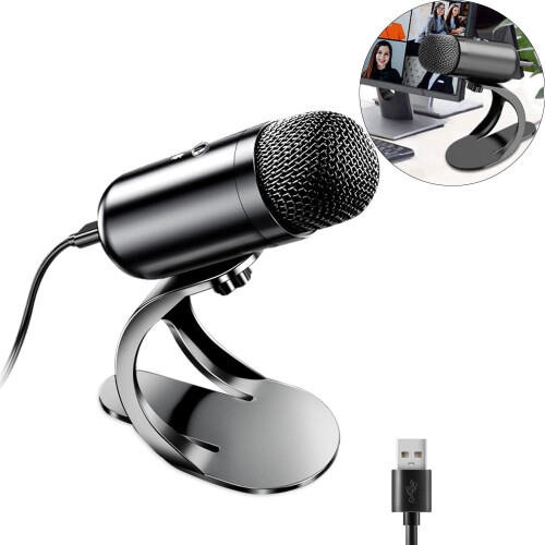 USB Microphone with Mute Button and Volume Control