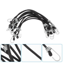 Bungee Cords with Hooks Black for Outdoor Use 10Pcs 9In