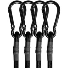 80in 4-Pack Heavy-Duty Bungee Cords with Carabiner Hooks, Black Elastic Straps for Tarps, Luggage, Tents, Bikes, Garden – Compatible with Outdoor