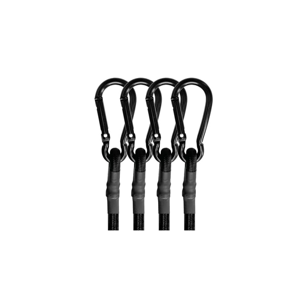 80In 4-Pack Heavy-Duty Bungee Cords With Carabiner Hooks, Black Elastic Straps For Tarps, Luggage, Tents, Bikes, Garden Â Compatible With Outdoor 9110895810279