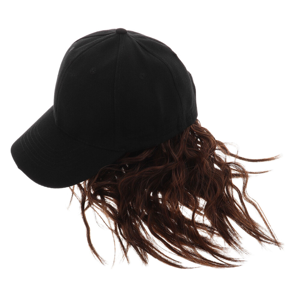 FRCOLOR Synthetic Wig Baseball Caps with Hair Attached Brown