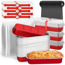 60-Pack 6.8oz Mini Loaf Pans with Lids – Disposable Aluminum Foil Baking Tins for Individual Cakes & Cupcakes