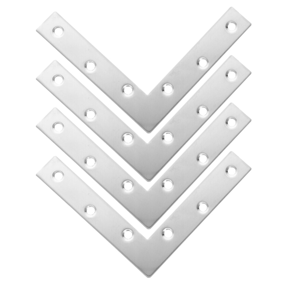 Ounona 4-Pack Stainless Steel L Brackets Flat Metal Plates For Wood Panel Support And Projects 9110895812242
