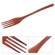 Squalise Wooden Kitchen Utensil Handle Fork for Cooking Mixing and Serving Wood Fork