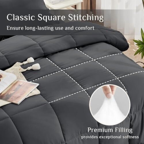 Queensize dekbedset, 7-delig, geborstelde stof 1