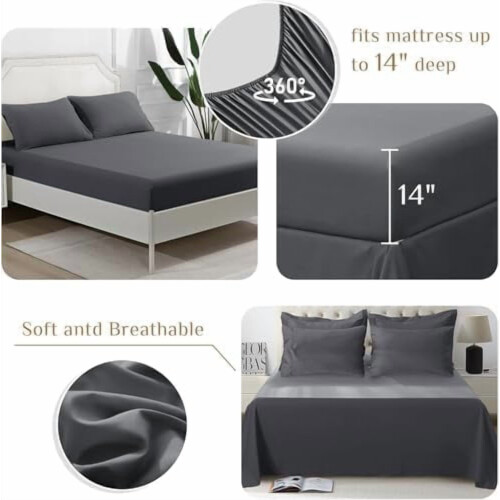 Queensize dekbedset, 7-delig, geborstelde stof 2