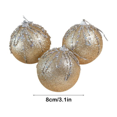 Gallickan Christmas Balls Set, Round Solid Yellow, 3 Pack, 2