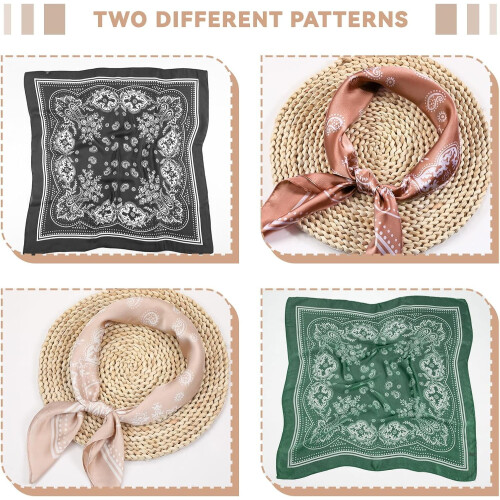 Lenços de cabeça quadrados com toque de seda para mulheres, 68,5 cm (27 polegadas), 4 peças. 1