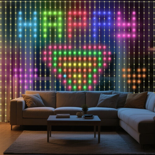 Έξυπνα φώτα κουρτίνας LED, 400LED 6.6x6.6ft RGB που αλλάζουν χρώμα με 1