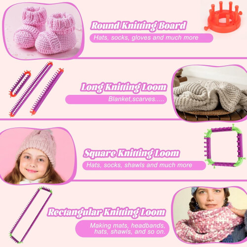 Adjustable Knitting Loom Set for Afghan Blanket Sock Scarf 2
