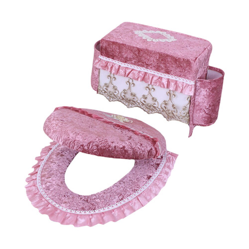 WC-Spülkastenbezug aus Flanellplüsch mit Seitentaschen (1 Set) 1