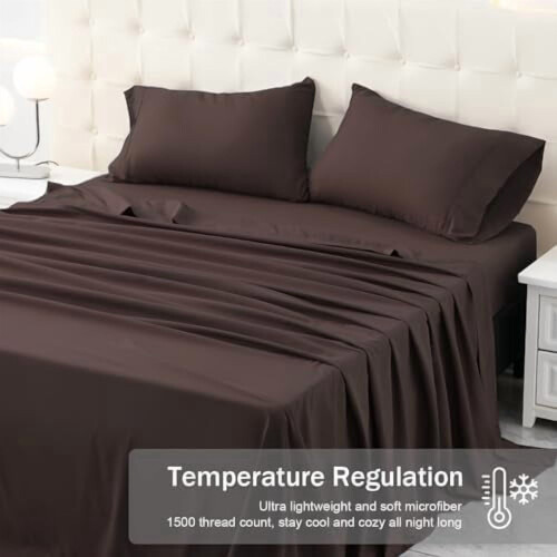 Ensemble de draps en microfibre pour lit simple – Gris foncé, 3 pièces 1
