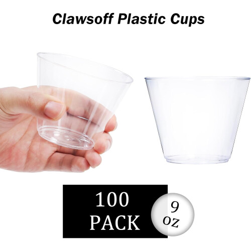 Bicchieri di plastica trasparente da 255 ml (9 once), confezione da 100 pezzi. 1