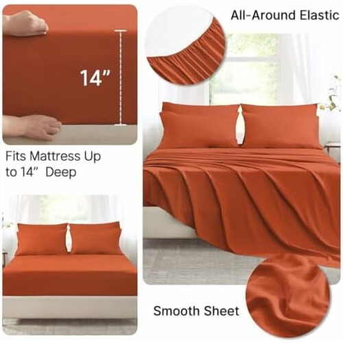 Burnt Orange Comforter Set 7-Piece Lightweight Soft Down 1