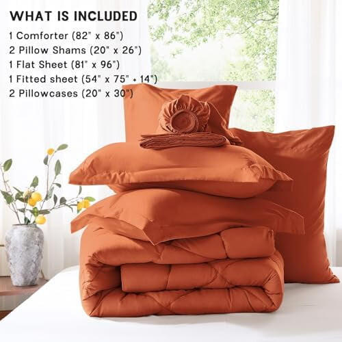 Burnt Orange Comforter Set 7-Piece Lightweight Soft Down 2