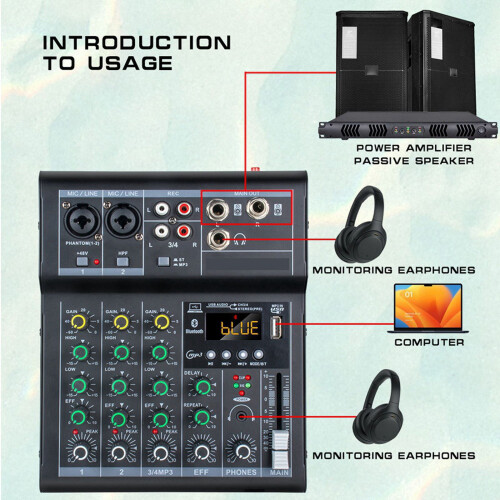 Επαγγελματικός ψηφιακός μίκτης DJ Console4Channel με θύρα USB, υποστηρίζει αναπαραγωγή 2