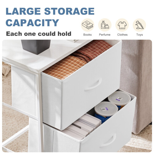 Nightstand with 2 Drawers White 2