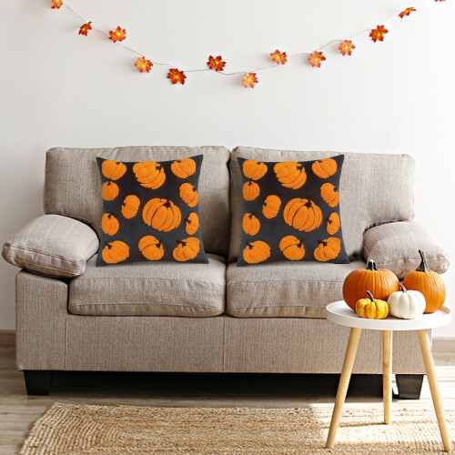 Taie d'oreiller citrouille style ferme 45 x 45 cm 2