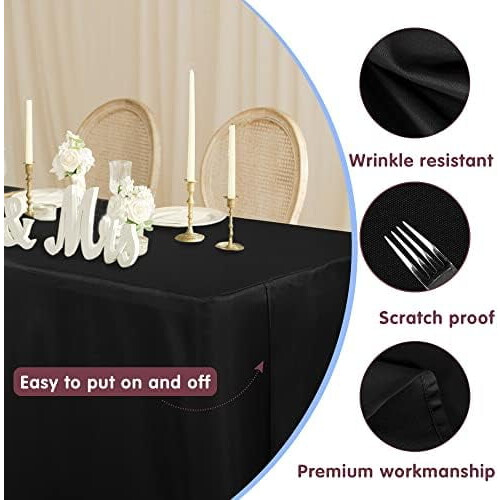 Schwarze Tischdecken, 86 x 86 x 76 cm, 2er-Pack, Polyester 1
