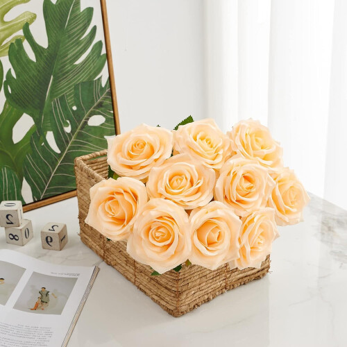 Kunstig rosebuket 10 stk. kunstige silkeblomster 2
