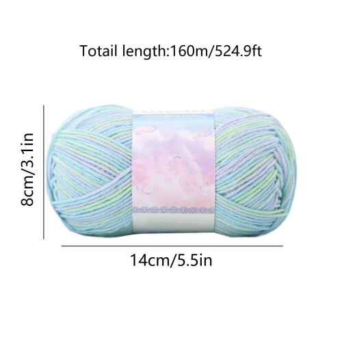 Μαλακό νήμα Tie-Dye από βαμβάκι γάλακτος για πλέξιμο και βελονάκι, πολύχρωμο μαλλί 2