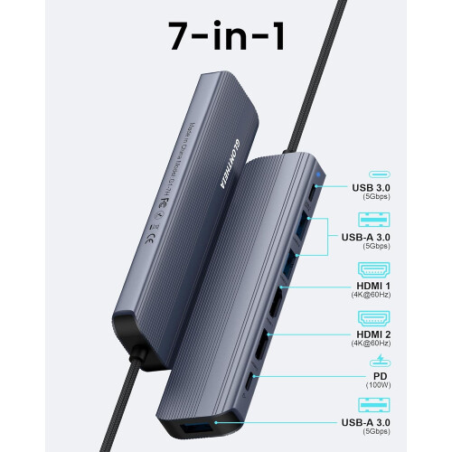 USB-C hub dockingstation voor laptop MacBook Air Pro Dual 1