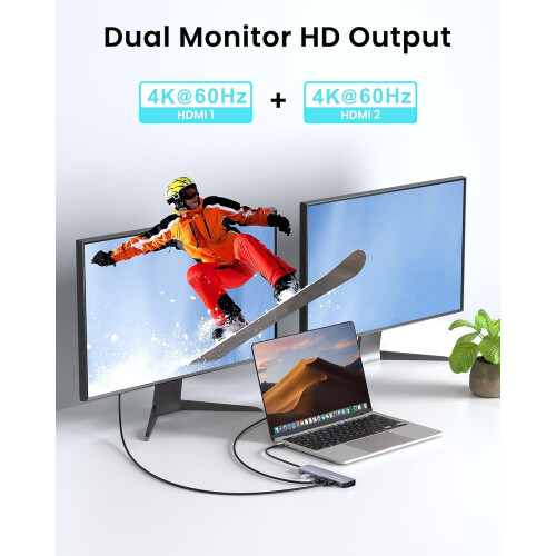 USB-C hub dockingstation voor laptop MacBook Air Pro Dual 2