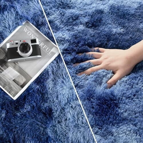 Shag Area Rug Navy Blue 4x6 2