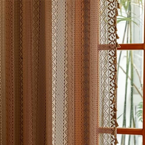 Κουρτίνες Boho από σκούρο καφέ δαντέλα για κουζίνα/παιδικό δωμάτιο – Ημιδιάφανο 1