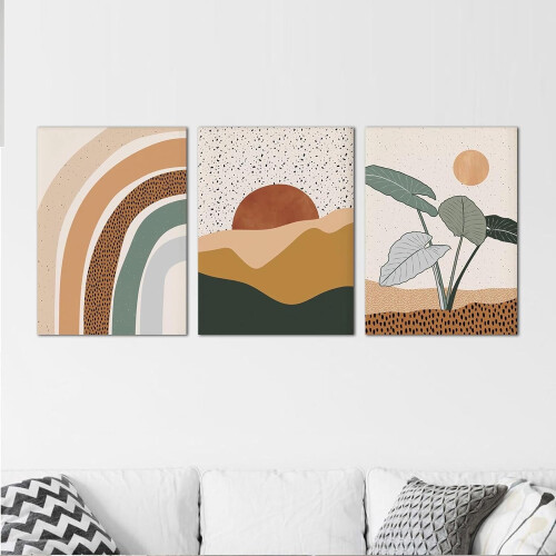 Σετ τοίχων Boho Gallery 3 τεμαχίων, Εκτυπώσεις γραμμών από τα μέσα του αιώνα, διακόσμηση 1