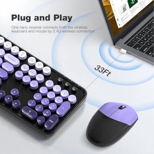 Bezdrátová klávesnice a myš pro psací stroj v retro stylu 1