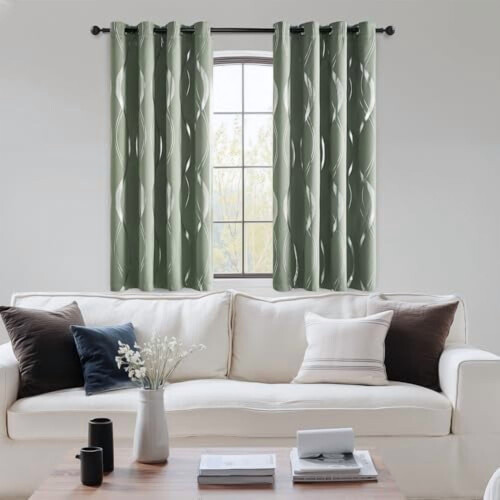 Blackout Curtain Panels 52x84in, Microfiber with Silver 1
