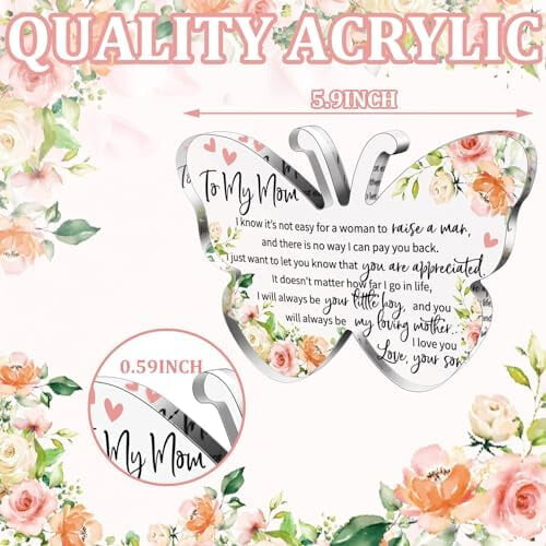 Akryl sommerfuglebordskilt til mor - 15x1,5 cm 2
