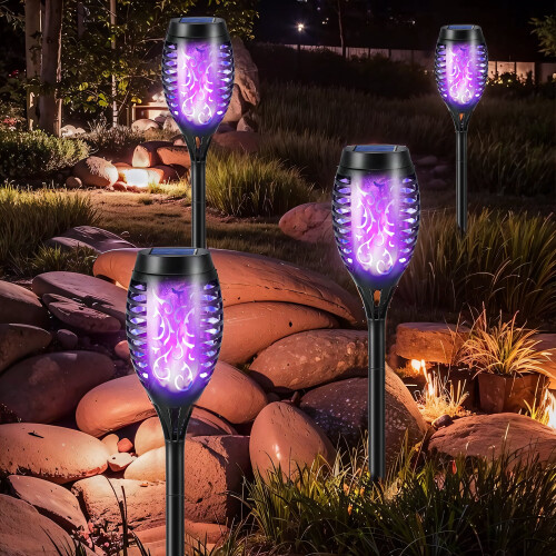Solar-Fackeln mit lila flackernder Flamme (8er-Pack) 1