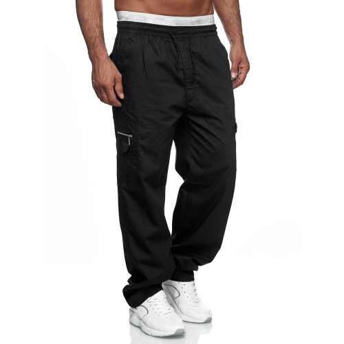 Men's Relaxed Fit Cargo Pants With Stretch Cargo Pant Solid Black Xl 1