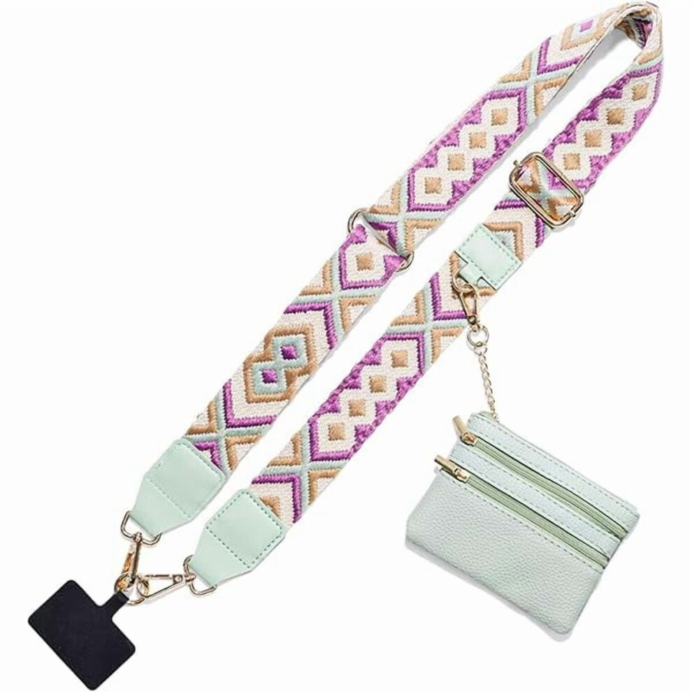 Zcclip & Go Phone Strap With Wallet, Detachable Zippered Pouch, Adjustable Crossbody Lanyard (Green) Green 9180479689812