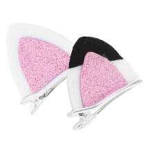 WHAMVOX Leuke Halloween kattenoortjes haarclips voor kinderen en vrouwen, roze vilt en metaal, cartoon kattenoortjes voor decoratie, 2 stuks