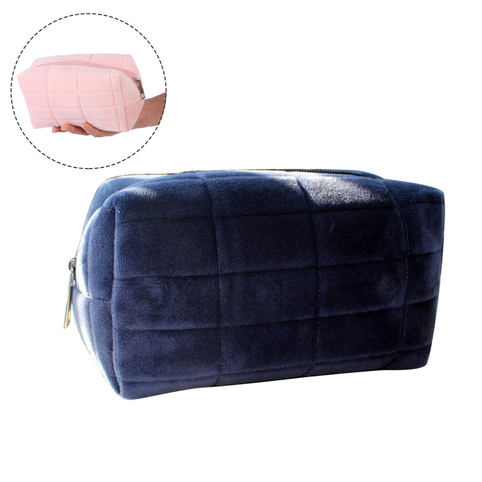 Navy velvet makeup bag checkered 1 piece